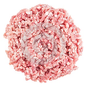 Pile of minced meat top view