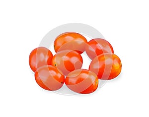 Pile of mini red tomato isolated on white background