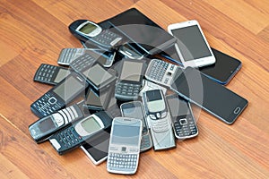 Pile of mobile phones