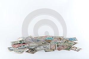 Pile of Money on White Background