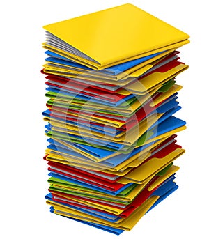 A pile of multi-colored folders with documents