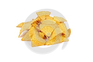 A pile nachos chips isolated on white background