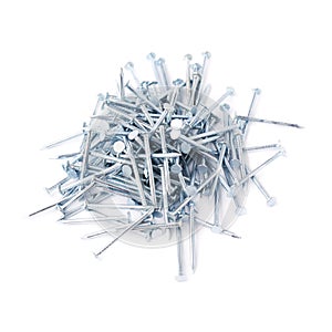 Pile of nails isolated over white background