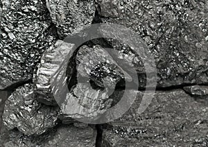 Pile of natural black hard coal or diamond coal background