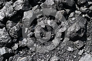 Pile of natural black hard coal or diamond coal background