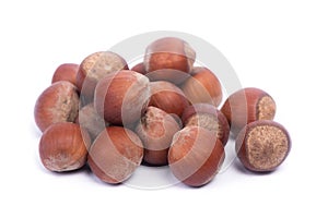 Pile of natural hazelnuts