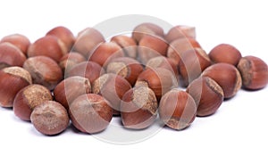 Pile of natural hazelnuts