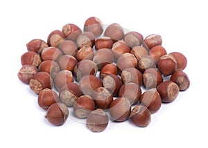 Pile of natural hazelnuts