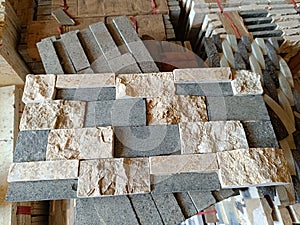 A pile of natural stone wall cladding for aesthetic wall coverings