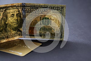 Pile of new design US dollar bills