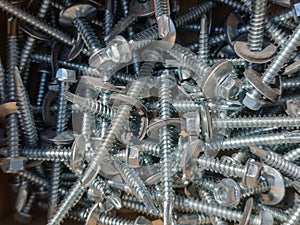 Pile of new screws - industrial