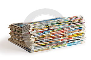 A pile of newspapers isolated