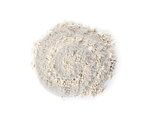 Pile of oat flour isolated on white