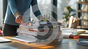 Pile of Office Documents. AI generated