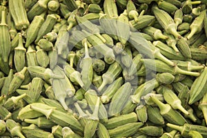 Pile of Okra seed pods photo
