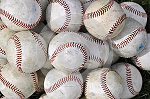 Pile of old baseballs