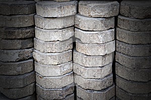 Pile of old bricks for pavement