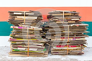 Pile of old cardboard boxes for recycling