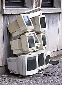 Pile of old crt monitors