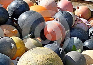 Pile of old fishing floats