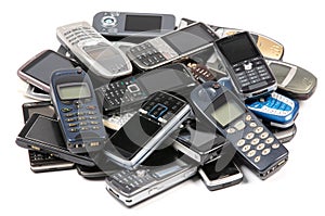 Pile Of Old Mobile Phones