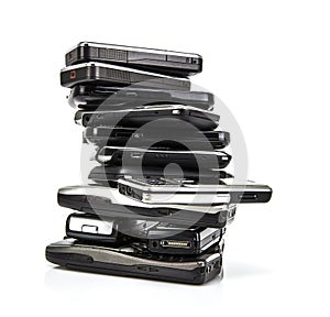 Pile of old mobile phones