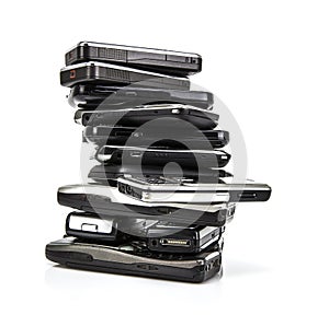 Pile of old mobile phones photo