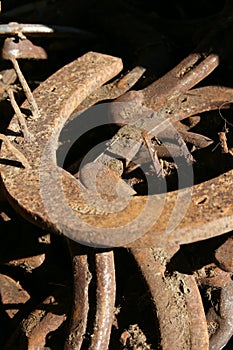 A pile of old rusty horse shoes 2