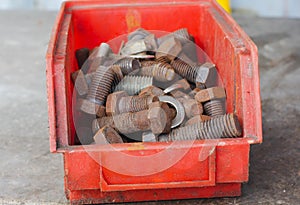 Pile of old screws nuts and bolts.