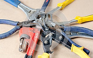 Pile of old tools used in the construction industry
