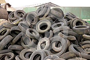 Pile of old tyres.