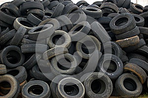 Pile of old used autombile tires