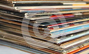 Pile of old vinyl records