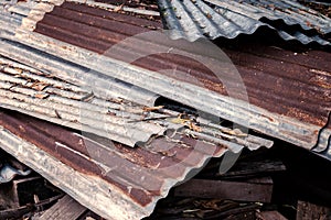 Pile of old wood and old zinc