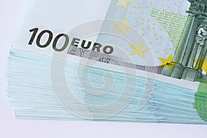 Pile of one hundred euro banknotes