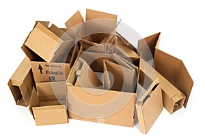 Pile of open cardboard boxes photo