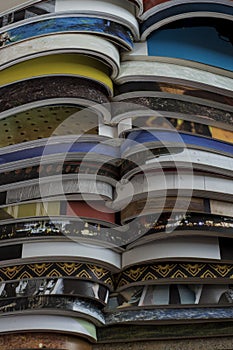 Pile of open magazines without texts seen from the side