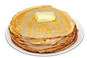 Pile of pancakes with butter