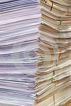 Pile of paper documents in the office