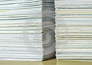 Pile of paper documents in the office