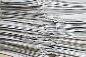 Pile of paper documents in the office