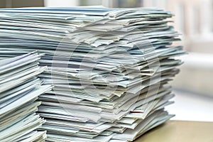 Pile of paper documents in the office