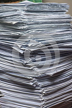 pile of paper documents in the office, paper trash, waste paper