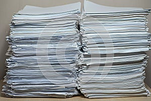 pile of paper documents in the office, paper trash, waste paper