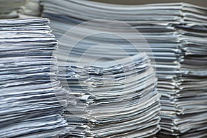 Pile of paper documents in the office, paper trash, waste paper