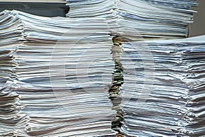 Pile of paper documents in the office, paper trash, waste paper