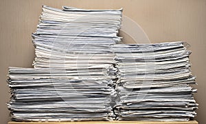 pile of paper documents in the office, paper trash, waste paper