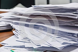 pile of paper documentspile of paper documentsstack of papers on table