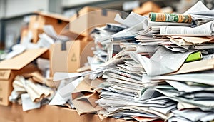 Pile of papers and boxes