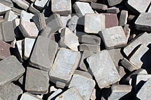 Pile of paving slabs and flagstones photo